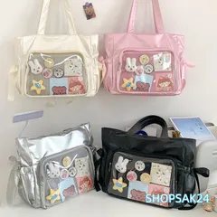 バレエ風リボン付き 大容量 痛バッグ 2way トート?ショルダー アニメ?二次元?推し活?ソフトガーリー?万能バッグ673