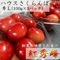 ＊終了間近＊ハウスさくらんぼ【紅秀峰】300g（100g×3p入）＊5/12～5/31お届け＊
