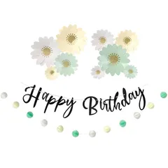 【新品】 regalo 誕生日 飾り 男の子 女の子 セット ガーランド バースデーデコレーション 装飾 レターバナー Happy Birthday 記念日 パーティー 花 フラワー (ミントクリーム) 1