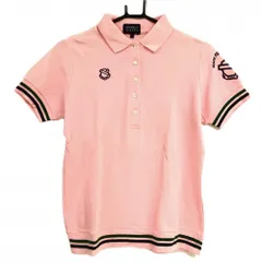 パーリーゲイツ 半袖ポロシャツ ピンク×ネイビー 袖口・裾ライン レディース 1(M) ゴルフウェア PEARLY GATES