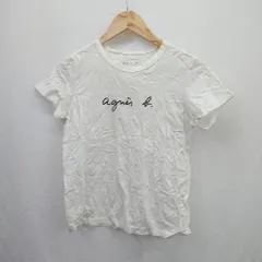 ◇ ⊂ agnes b アニエスベー ロゴプリント 半袖 Tシャツ サイズ2 ホワイト系 レディース E  【1507030011529】
