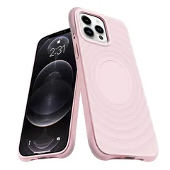 iPhone 12 Pro ケース MagSafe対応 シリコン 耐衝撃 アイフォン12 Pro 薄型 スマホケース バンパー カバー 米軍MIL規格取得 ストラップホール付き 衝撃吸収 ワイヤレス充電対応 柔軟 擦り傷防止（ピンク）