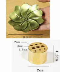 丸形お香立て真鍮線香立てミニ香立て可愛い仏壇用線香立てお線香立て　花型のお皿　セット