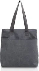 MT's SHOP トートバッグ レディース A4 縦型 外ポケット 肩掛け 手提げ SH377( グレー)