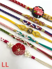 振袖用帯締め 飾り付き ちりめん細工 つまみ細工 7本おまとめ出品 正絹 LL