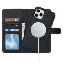 【迅速発送】Ｈａｖａｙａ iPhone12 ケース Magsafe 対応 いphone12 Pro ケース 手帳型 マグセーフ 耐衝撃 【分離式2in1】 カード収納 ワイヤレス充電対応 フェイクレザー（6.1インチ対応） -ブラック
