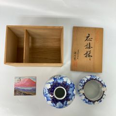 青白い花模様の陶器壺 木箱入り 花瓶 灰皿A080005 - メルカリ
