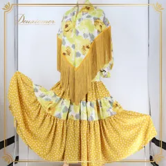 フラメンコ衣装】イエロー Manzanilla ファルダ スカート 黄色 花柄