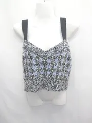 ◇ Θ ZARA ザラ チェック ニット ラメ ビスチェ サイズEUR L USA L MEX 30 ブラック ブルー系 レディース E  【1411070014566】