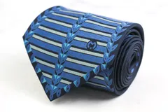 ミラショーン ブランド ネクタイ シルク ボーダー柄 ライン柄 PO メンズ ネイビー mila schon 【中古】