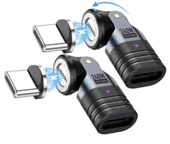 マグネット変換アダプタ USB-C(メス) to USB-C(オス)  240W対応 7Pin マグネット  540°回転 Type-C 変換アダプタ  480Mbpsデータ転送Pro/phone/Android等対応 磁石 磁気 防塵 着脱式