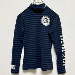 パーリーゲイツ】秋冬人気袖ロゴ総柄ライン 長袖ゴルフモックネックニットセーターS 今季の〈パーリーゲイツ〉は派手柄使いでもなんだかシック！ネイビーが