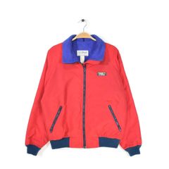 80s エルエルビーン USA製 ヴィンテージ ウォームアップジャケット 裏フリース 赤 レッド アウトドア L.L.BEAN サイズM 古着 @DD0351