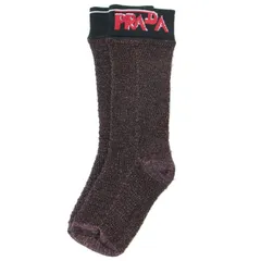 PRADA プラダ 靴下 ソックス ボルドー 23.5cm ラメ ロゴ ライン おしゃれ シンプル 普段使いのサムネイル
