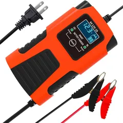 6Vと12V用バッテリー充電器 全自動バッテリーチャージャー 修復機能 AUTOWHD パルス充電 メンテナンス充電 2A充電 4-40Ah用 自動車＆バイク用