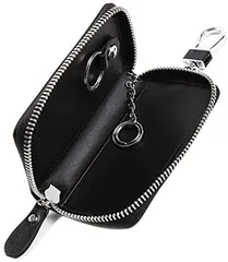 Foppery(フォーパリー) スマートキーケース 専用 本革 レザー 大型キー対応 カード収納 可能 カラビナ付き( ブラック)