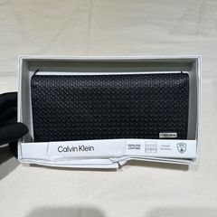 未使用【CK CALVIN KLEIN カルバンクライン】財布 二つ折り 長財布 メンズ 31CK190001 ブラック シンプル 箱あり