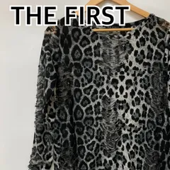THE FIRST ザファースト トップス ブラウス シャツ 長袖 ブラック ホワイト ヒョウ柄 メンズ レディース Fサイズ【CT1553】