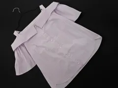 Perle Peche ペルルペッシュ ストライプ オープンショルダー ブラウス シャツ size38/ラベンダー ■◆ レディースのサムネイル