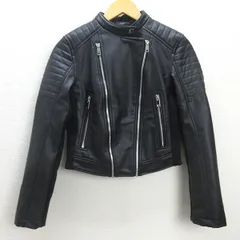 C■ザラ/ZARA ダブルライダース/レザージャケット【XS】黒/MENS■57【中古】