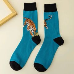 トラのブルー靴下✨おしゃれソックス　虎　タイガー  阪神　ホシ　推し活