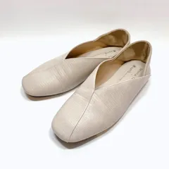 美品〇 ORiental TRaffic × earth スクエアトゥ バブーシュ ベージュ M 23.5 相当 フラットシューズ Vカット オリエンタルトラフィック アースミュージック＆エコロジー