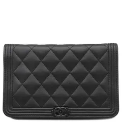 シャネル CHANEL チェーンウォレット ボーイシャネル キャビアスキン ブラック ブラック金具 黒 チェーンショルダー  24****** 【箱】【中古】