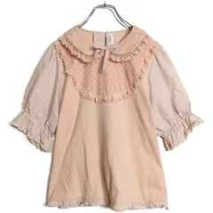 ピンクハウス★刺繍付きチュールレース♪ドッキングカットソー サイズ3(M) ピンク系 綿ローン袖&リボン♪z15461