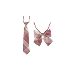 [FASELE] ネクタイ リボンタイ 2点セット スクールリボン キャンパス コスパ最高 制服 リボン ボウタイ 蝶ネクタイ 蝶結び 調節可能 チェック柄 学生服 小物 DK JK 女子 中学生 高校生 多色