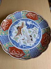 色鮮やかな花柄の円形皿41センチ有田 | Mercari