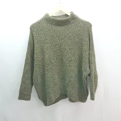 ◇ nano UNIVERSE ハイネック 透け感なし オーバーサイズ 長袖 ニット サイズFREE ダークグリーン レディース E  【1307210000226】