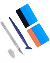 【即納】LIKENNY スキージー カーラッピングフィルム貼り付け工具キット プラスチックスクレーパー 貼り付け工具キット 車ラッピングフィルム貼り付けキット（5点セット）