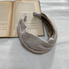 comoカチューシャ 黒 リネン ヘアターバン風 カチューシャ ヘア 