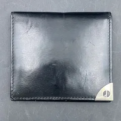 D277 中古 dunhill ダンヒル コインケース かぶせ 本革 ステッチ ロゴ金具 小銭入れ ブラック 黒