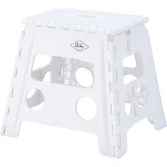 77520 耐荷重150kg スツール コンパクト アウトドア ホワイト 幅37×奥行30×高さ32cm ステップ 踏み台 折りたたみ椅子 不二貿易
