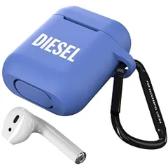 新品 DIESEL AirPods 第2世代 ケース シリコン おしゃれ カバー カラビナ付き FW21 (ディーゼル AirPods エアポッズ 2 ケース ブルー x ブランド ロゴ)