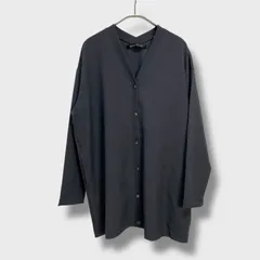 ☆mizuiroind☆ミズイロインド☆ノーカラーシャツカーディガン☆ワイドシャツ☆長袖シャツ☆グレー系☆フリーサイズ☆I25M