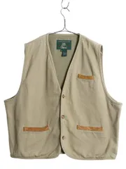 古着 90s オービス ORVIS レザートリム コットン ベスト ベージュ 2025