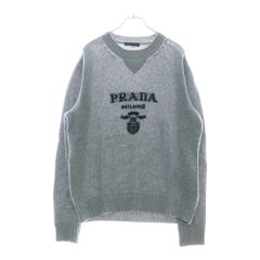 PRADA (プラダ) 22AW Wool and Cashmere Sweater ロゴジャガード ウール×カシミヤ ニットセーター UMB223 S211 1YMW グレー