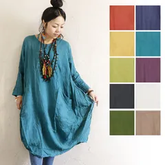 ワンピース レディース チュニック エスニックファッション コットン ナチュラル 100％ 綿 7～11番