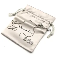 Christian Dior クリスチャンディオール　ロゴネックレス　シルバー金具　保存袋付き　レディース