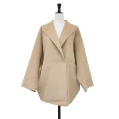 URBAN RESEARCH DOORS アーバンリサーチドアーズ コート ベージュ サイズ:FREE / ミドル ガウン コート / ノーカラー ハーフ丈 オーバーサイズ ウール / アウター ジャケット 上着 羽織り【レディース】【中古】