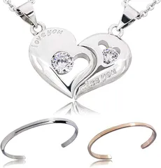 felicitations カップル ステンレス メンズ レディース ジュエリー お手入れクロス付き BR-J002 ペアネックレス＋ペアブレスレットS＆P( ペアネックレス＋ペアブレスレットS＆P)
