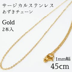 2本入：サージカルステンレス極細あずきチェーンネックレス◆ゴールド