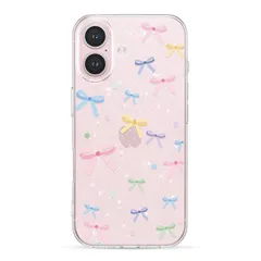 ZTOFERA iPhone 16用クリア ケース いphone16 透明 ケース かわいい蝶結び リボンパターン おしゃれ キラキラ スマホケース ソフトTPU バンパーケース 軽量 耐衝撃 人気 韓国 アイフォン16 薄い ケース 女子 女性 携帯電話 0
