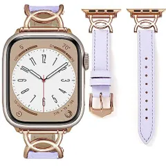 42444549mm_ラベンダー コンパチブル Apple Watch バンド 本革 レディース アップルウォッチ Ultra2UltraSeries 987654321SE レザー交換ベルト 柔らかい おしゃれ 可愛い アップルウォッチ バンド 女性 iWa