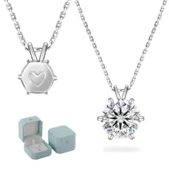 【人気商品】6本爪 0.5/1/2/3ct ペンダントトップ 金属アレルギー対応 モアッサナイト ホワイトゴールメッキ 一粒ダイヤネックレス 長さ調節 シルバー925 女性 レディースネックレス 人気 モアサナイト ギフト KRKC&CO