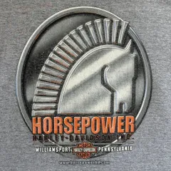 USA製 HARLEY DAVIDSON ハーレーダビッドソン ボロ ノースリーブTシャツ HORSEPOWER ホースパワー グラフィック 両面プリント 胸ポケット付き グレー XXLサイズ No.Y971