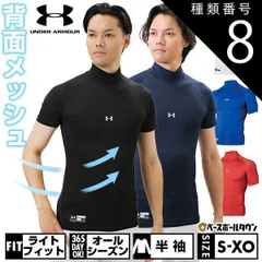 【新品未使用】 種類8:(100)ホワイト/MD(M) 野球 アンダーシャツ 半袖 ハイネック フィット アンダーアーマー ヒートギアアーマー コンプレッション 防臭 1358642