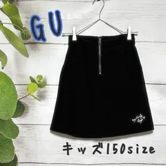 GU キッズ150 黒スカート ジップアップ フレア Aライン 子供服 女の子 ブラック 制服風